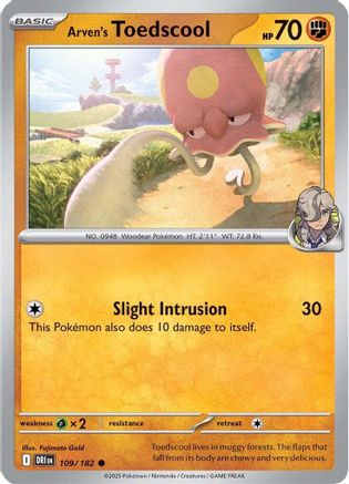 Image of Arven's Toedscool 109  - Reverse Holofoil SV10 Destined Rivals - Common
